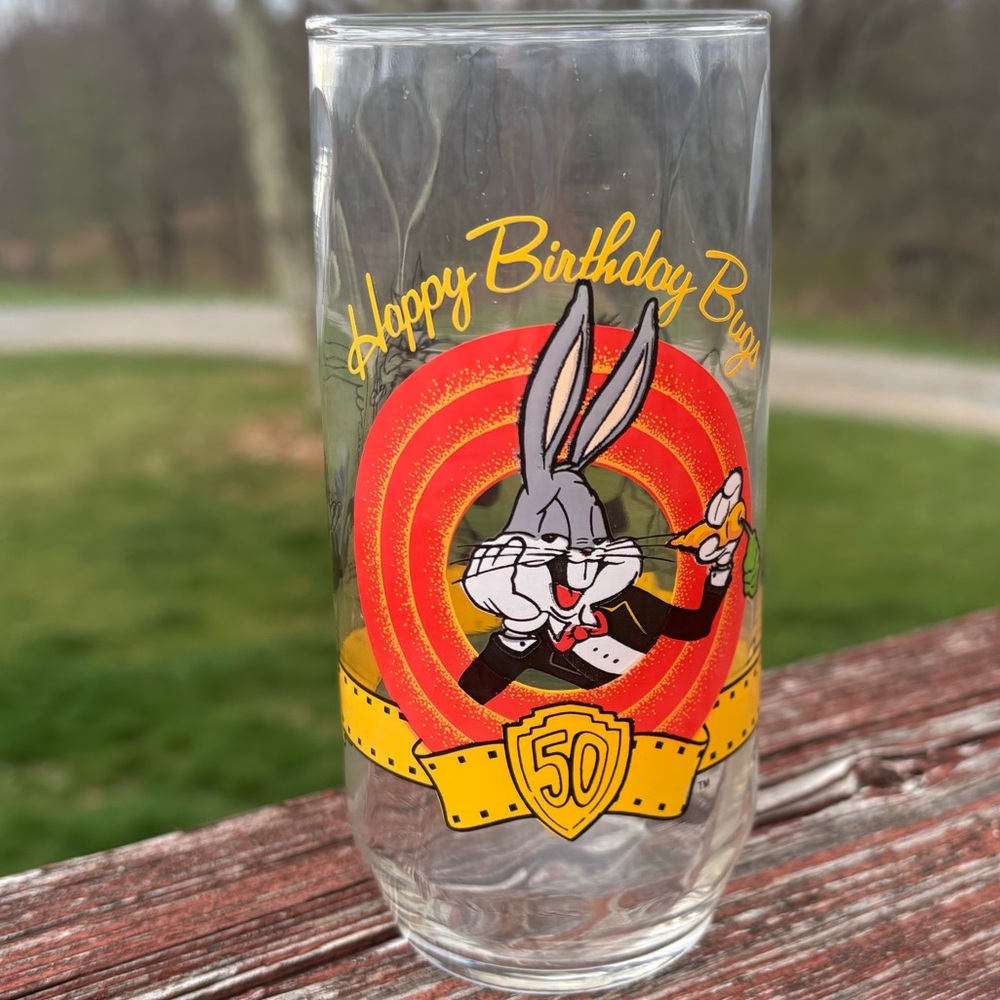 Happy 50th Looney Tunes Bugs Bunny Birthday Glass